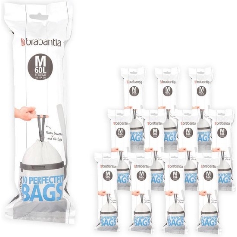 Brabantia PerfectFit Vuilniszakken - 60 l - Code M - 12 rollen x 10 stuks