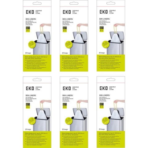 EKO - Afvalzakken 18-28 ltr (F1), EKO (6x20 stuks) - - wit