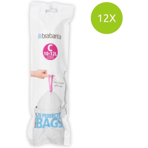 Brabantia Perfect Fit Afvalzakken 10/12 l - Code C - set van 12 rollen x 20 stuks