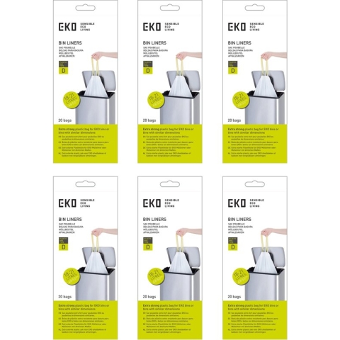 EKO - Afvalzakken 18-21 ltr (D), EKO (6x20 stuks) - - wit