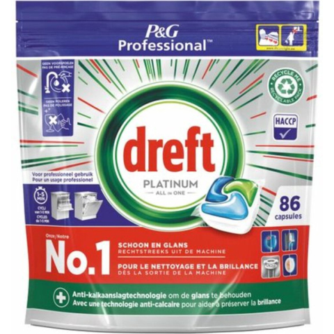 Dreft Platinum Vaatwastabletten All-in-One 86 stuks