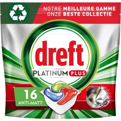 Dreft Platinum Plus All In One - Vaatwastabletten - Voordeelverpakking 5 x 16 stuks