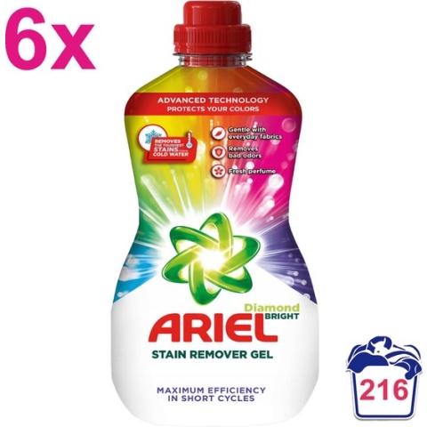 Ariel - Diamond Bright - Vlekverwijderaar - Vloeibaar - Gekleurde Was - 6x 950ml