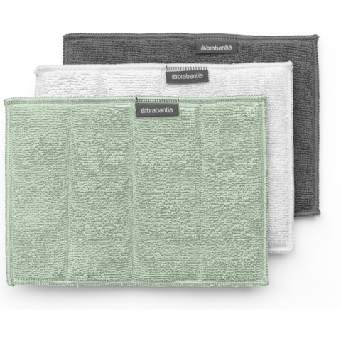 Brabantia SinkSide Microvezeldoekjes - Set van 3 - 16 x 22 cm - Light Grey, Dark Grey en Jade Green
