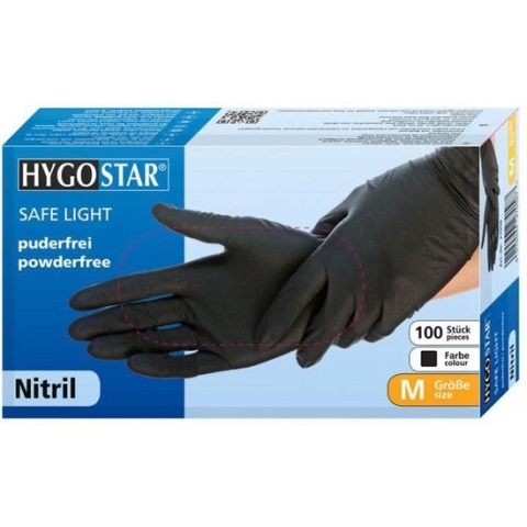 Hygostar Wegwerp handschoenen - Nitril - Poedervrij - Zwart - M - 100 stuks