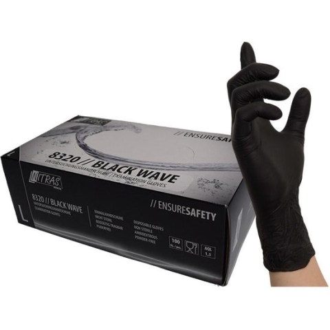 Nitrile black wave handschoenen poeder vrij maat M (100 Stuks)