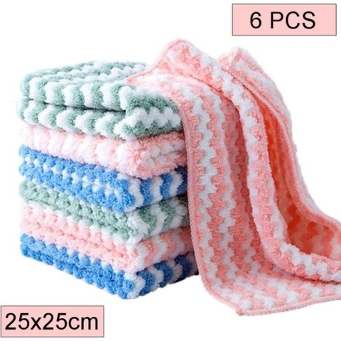 Fako Bijoux® - Microvezel Schoonmaakdoekjes - Vaatdoek - Wave - 25x25cm - 6 Stuks