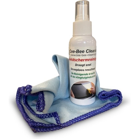 Beeldschermreiniger met glasdoek | Droogt snel en streeploos | Sprayflacon 100ml