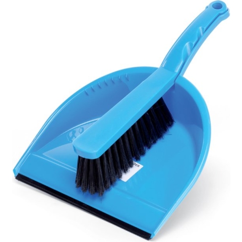 Stoffer en blik kunststof blauw