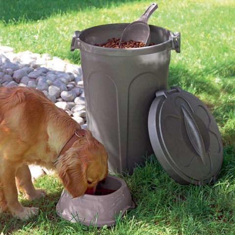 Afvalemmer - "Tom" - Voerton - Prullenbak - Ton met deksel - 46 Liter - Taupe