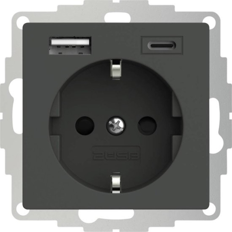 2USB inChargePRO USB AC stopcontact 15W 3A Antraciet