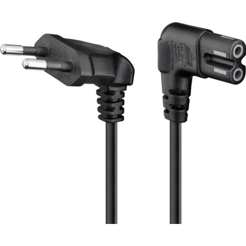 Goobay Stroomkabel met C7 / 8-vormige plug - haaks / zwart - 0,50 meter