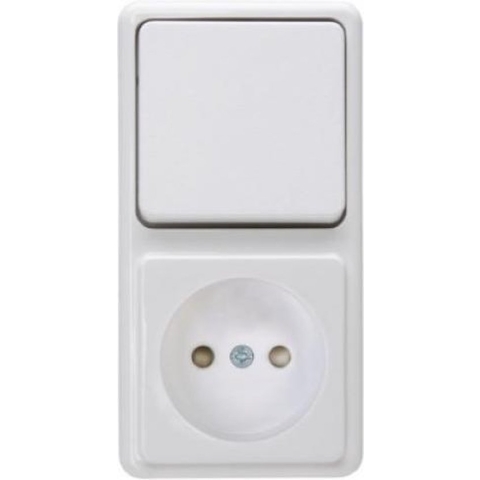 KOPP opbouw combinatie |  wisselschakelaar + wandcontactdoos | ZONDER randaarde | wit