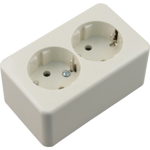 BERKER dubbel stopcontact | met randaarde | opbouw | polar wit