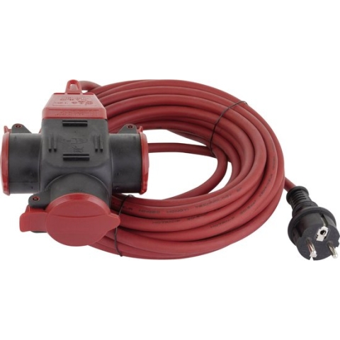 Verlengsnoer met splitter - 3 voudig - 10 meter - H07RN-F