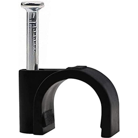 Tack Spijkerclips 6mm - Rond - Zwart - 100st per doosje
