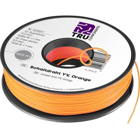 TRU COMPONENTS 1565384 Schakeldraad Yv 1 x 0.20 mm² Rood 100 m