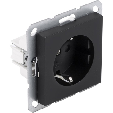 Q-Link S-Line contactdoos 1-voudig -inbouw- randaarde - zwart