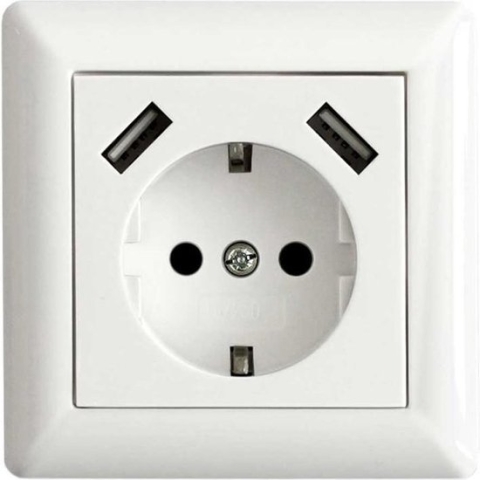 LEDmaxx 106648 1-voudig Inbouwstopcontact Met USB, Kinderbeveiliging Wit