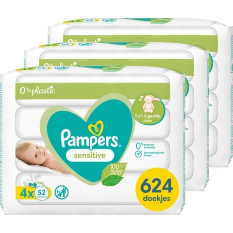Pampers Sensitive Billendoekjes 0% plastic - 624 Babydoekjes