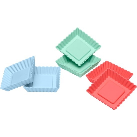 Lurch Flexiform 6 flanvormen - silicone - groen, blauw en rood - 8.4x8.4x1.9cm