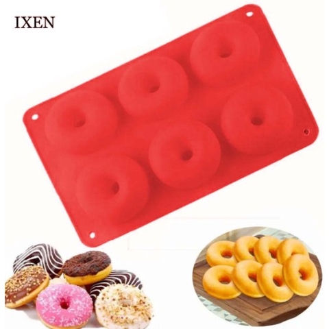 Siliconen Donutvorm - Rood - Donut Bakvorm - Extra Stevig - 6 Donuts - Zelf Donuts Bakken - Donuts - IXEN