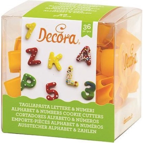 Decora Koekjes Uitsteker Set Alfabet & Cijfers -36st-