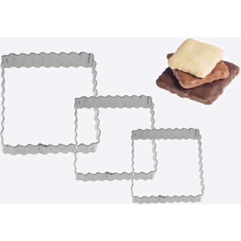 Westmark set van 3 uitsteekvormen uit rvs geribd vierkant 4; 5 en 6cm