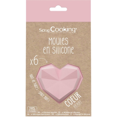ScrapCooking - Siliconen Mal - Diamanten Hart - Set/6