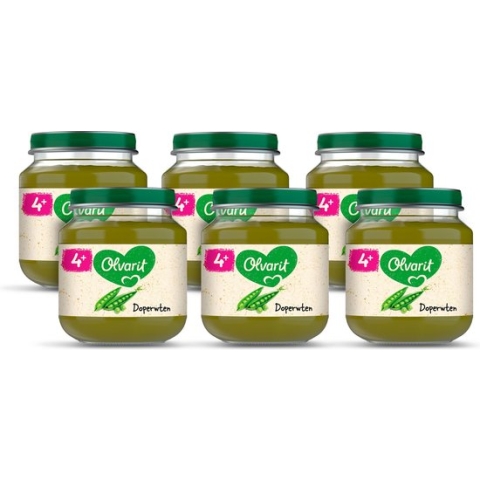 Olvarit Babymaaltijd 4+ Maanden – Doperwten – 6 x 125g