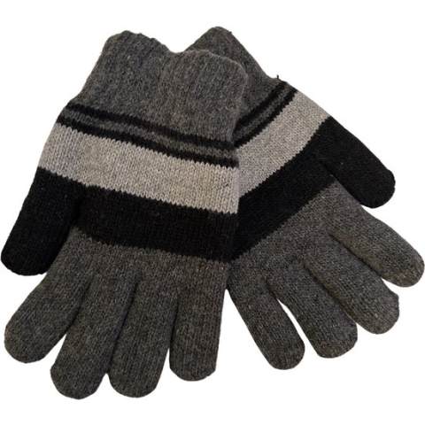 Warmhoudende Kinder Handschoenen / Gloves | Gestreepte handschoen | One Size - Donkergrijs