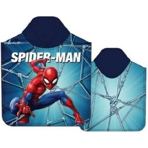 Spiderman badponcho -blauw - Marvel Spider-Man poncho handdoek - 100 x 50 cm.
