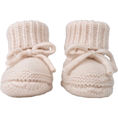 Lodger Wollen babyslofjes - perfect pasvorm - Merino wol met strik - 0-6M - Creme