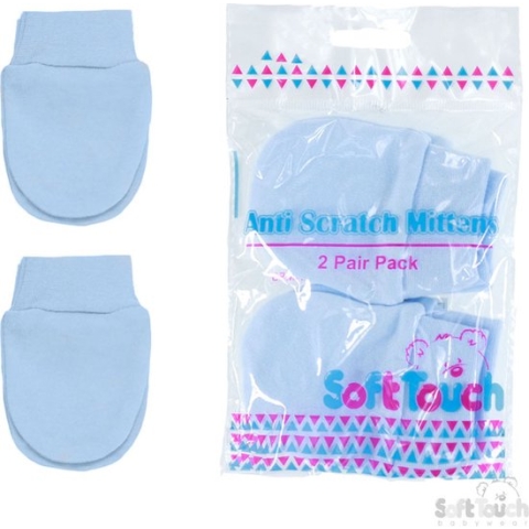 Soft Touch 2-pack Krabwantjes Blauw 0-6 Maanden P110