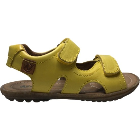 Naturino velcro's effen lederen sandalen sky geel mt 24