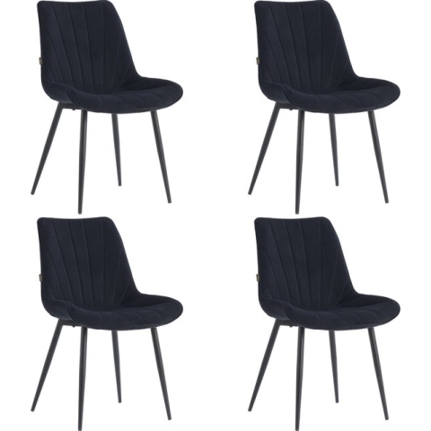 Colenis® - Lesedi Eetkamerstoel - Set Van 4 - Zwart - Velvet