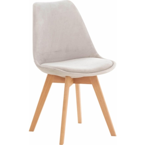 CLP Linares Eetkamerstoel - Zonder armleuning - Hout frame - licht grijs Fluweel