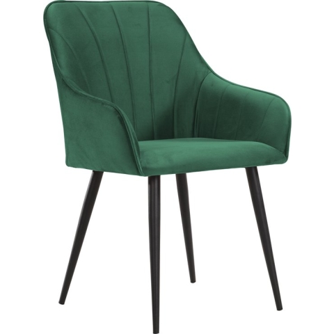 Soof&Tess - Set van 6 - Ferrara Eetkamerstoel - Groen - Fluweel - Velvet - Industrieel - Met armleuning - Easy Clean Stoffen - Hoge Kwaliteit