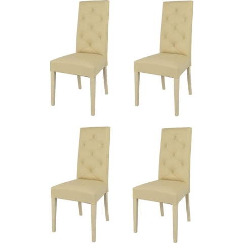 Tommychairs Chantal - Eetkamerstoelen - Set van 4 - Zand - Kunstleer & Hout