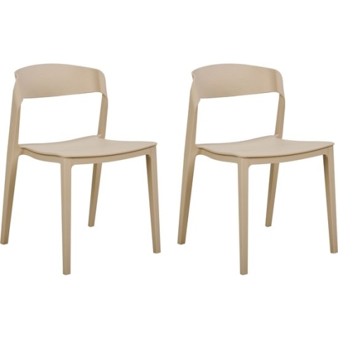 SOMERS - Eetkamerstoel set van 2 - Beige - Plastic