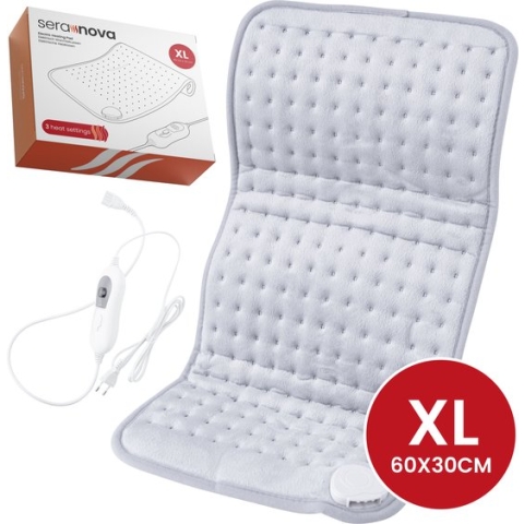 Seranova Elektrisch Warmtekussen voor Rug, Voeten, Nek, Schouders, Buik - Heating Pad - Verwarmingskussen - Wasmachine - 60x30cm - Lichtgrijs