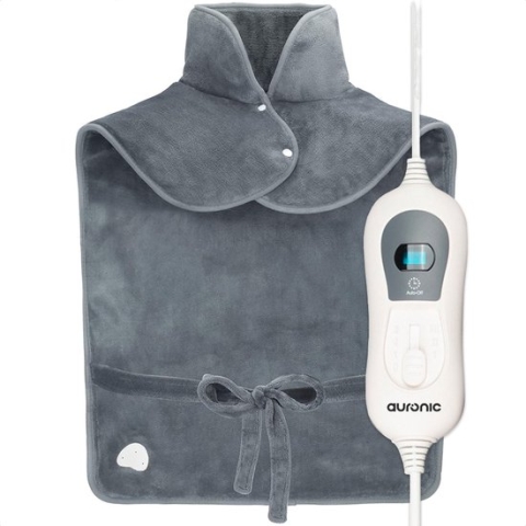 Auronic Warmtekussen - Elektrisch - Nek en Schouders - Wasbaar - Grijs