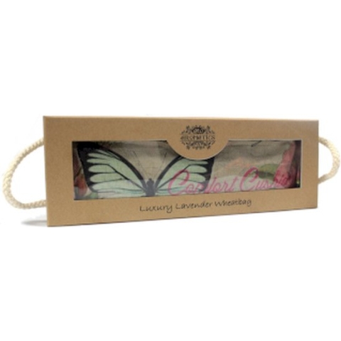 Luxe Lavendel Tarwezak in Geschenkdoos - Kersenpitkussen - Warmtekussen - Vlinder & Rozen Print