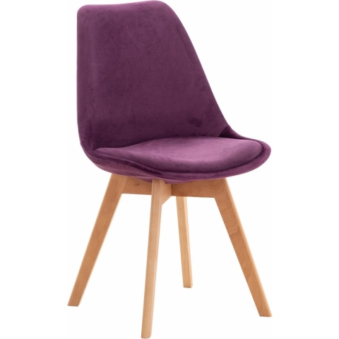 CLP Linares Eetkamerstoel - Zonder armleuning - Hout frame - purper Fluweel