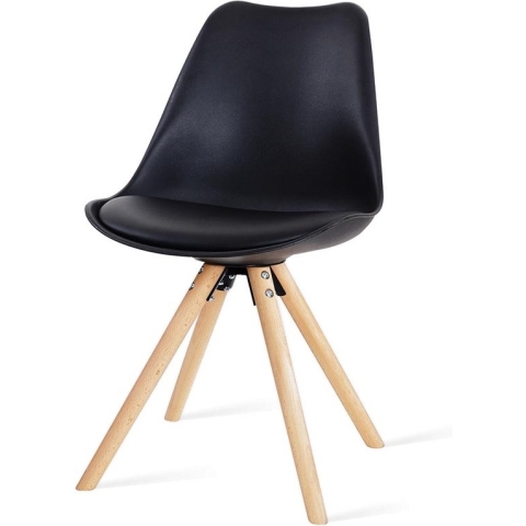 Essence Legno eetkamerstoel zwart - houten onderstel