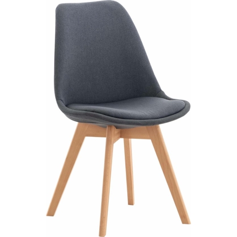 CLP Linares Eetkamerstoel - Zonder armleuning - Hout frame - donkergrijs Stof