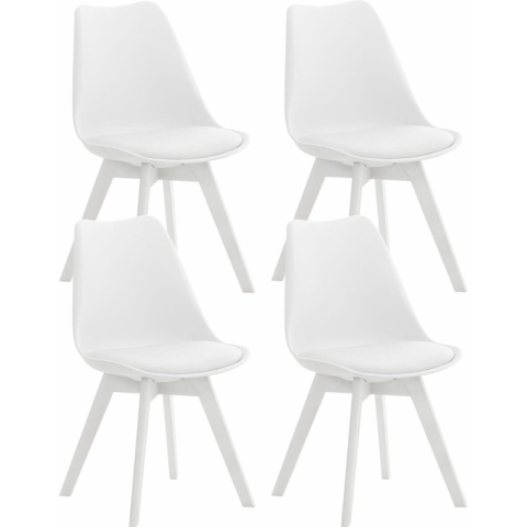 CLP Linares Set van 4 eetkamerstoelen wit/wit Plastic