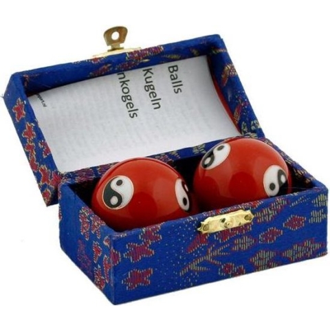 Meridiaankogels Yin Yang rood - 4 cm (2 stuks) - S