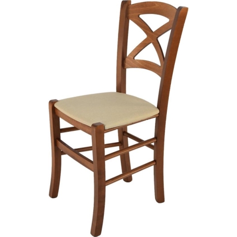Tommychairs Cross - Eetkamerstoel - 1 Stuk - Licht Walnoot & Hennep - Stof & Hout