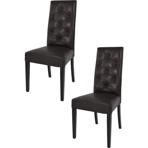 Tommychairs Chantal - Eetkamerstoelen - Set van 2 - Bruin - Kunstleer en Hout